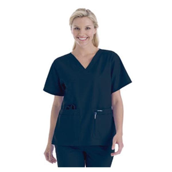 Scrub Shirt V-Neck 4 Pockets Short Sleeves X-Small Navy Womens Ea