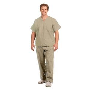 Fashion Seal Scrub Shirt V-Neck 1 Pocket Short Sleeves Large Tan Unisex Ea