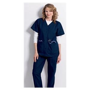 Scrub Shirt V-Neck 4 Pockets Short Sleeves X-Small Navy Womens Ea