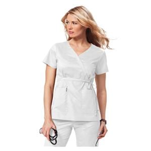 Scrub Shirt 2 Pockets Short Sleeves Medium White Womens Ea