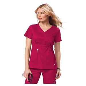 Scrub Shirt 2 Pockets Short Sleeves 2X Large Ruby Womens Ea