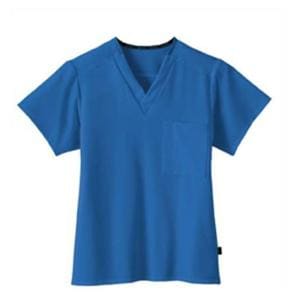 Jockey Scrub Shirt V-Neck 1 Pocket Short Sleeves Medium Royal Blue Unisex Ea