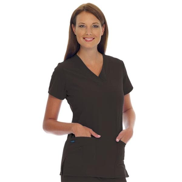 Jockey Scrub Shirt V-Neck 3 Pockets Short Sleeves Medium Black Womens Ea