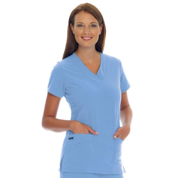 Jockey Scrub Shirt V-Neck 3 Pockets Short Sleeves X-Large Ceil Blue Womens Ea