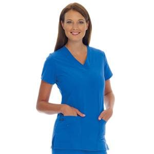 Jockey Scrub Shirt V-Neck 3 Pockets Short Sleeves X-Large Royal Blue Womens Ea