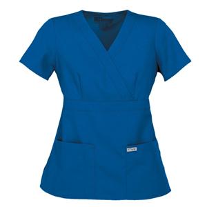 Greys Anatomy Scrub Shirt 4153 Crossover Womens X-Small Royal Blue Ea