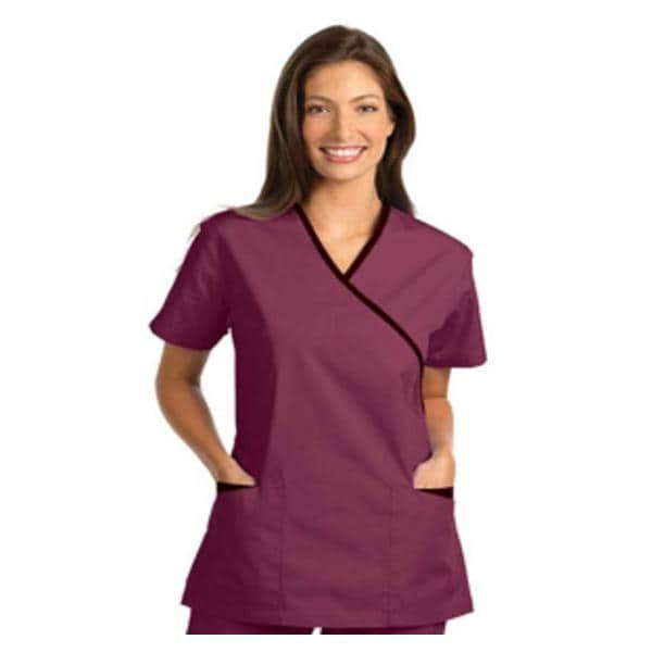 Fashion Seal Scrub Shirt XOvr Nck 3 Pkts StIn Slv 2X Large Brgndy Womens Ea