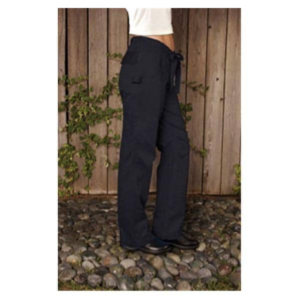 Scrub Pant 55% Cotton / 45% Polyester 6 Pockets Small Black Womens Ea