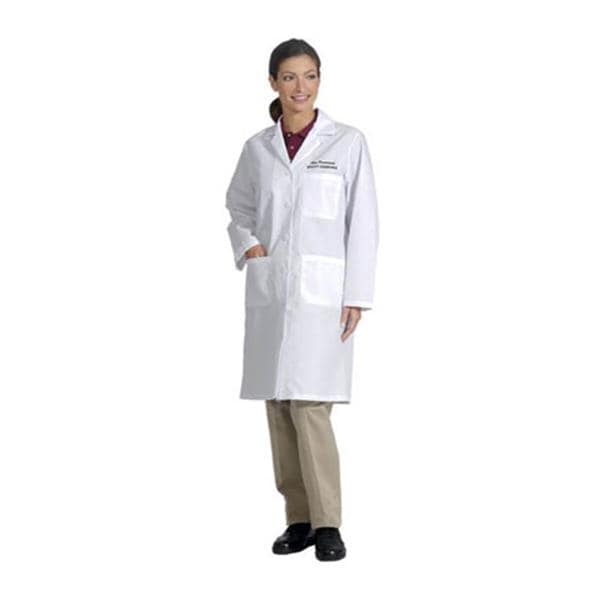 Lab Coat 3 Pockets Long Sleeves Medium White Womens Ea