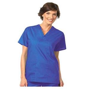 Fashion Poplin Scrub Pant V-Neck Short Sleeves 2X Large Blueberry Unisex Ea