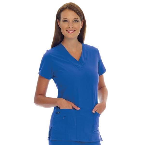 Jockey Scrub Shirt V-Neck 3 Pockets Short Sleeves Large Galaxy Blue Womens Ea