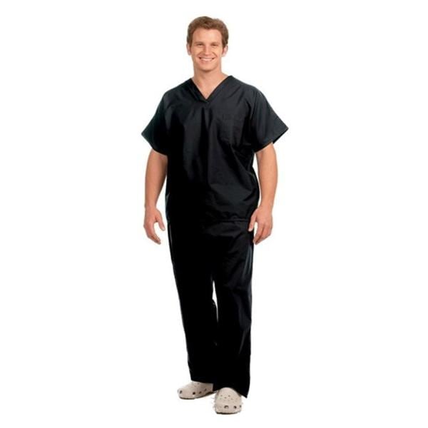 Fashion Seal Scrub Shirt V-Neck 1 Pocket Short Sleeves X-Large Black Unisex Ea