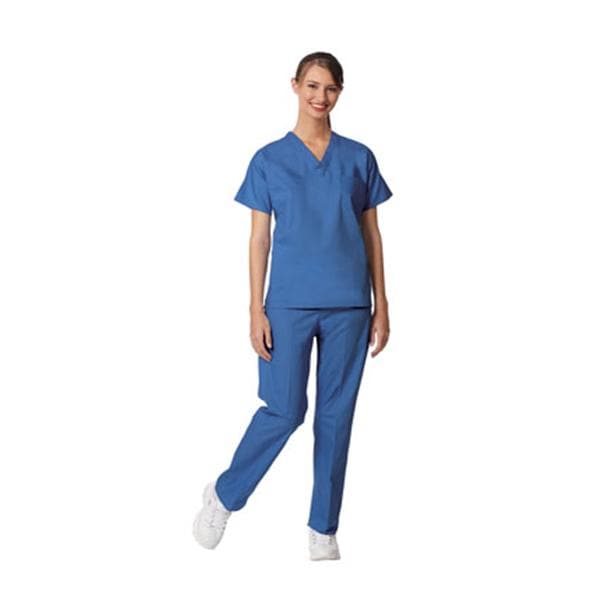 Scrub Shirt 1 Pocket Set-In Short Sleeves 4X Large Ceil Blue Unisex Ea