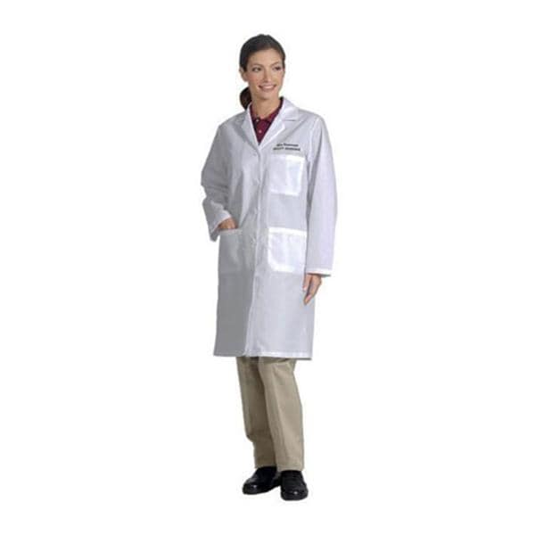 Fashion Poplin Lab Coat 3 Pockets Long Sleeves 39.5 in White Womens Ea