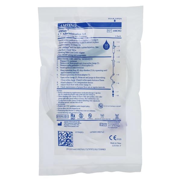 IV Administration Set Needleless 2 Y-Injection Sites 83" 10 Drops/mL 17mL 50/Ca