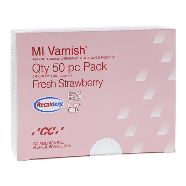 MI Varnish Fluoride Liq UD Cups Fluoride 0.4 mL 0.4 Gm Strawberry Clear 50/Bx