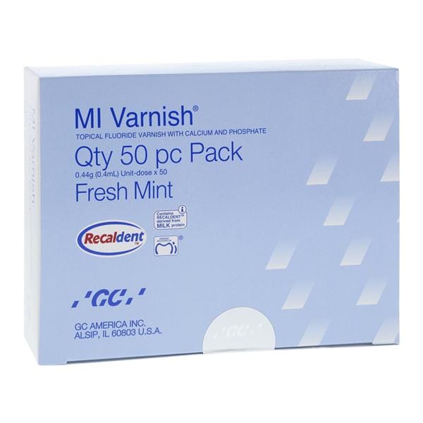 MI Varnish Fluoride Liq UD Cups Fluoride 0.4 mL 0.4 Gm Freshmint Clear 50/Bx