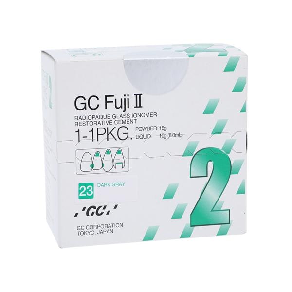 GC Fuji II Glass Ionomer Powder / Liquid 23 Dark Gray 1:1 Package Ea