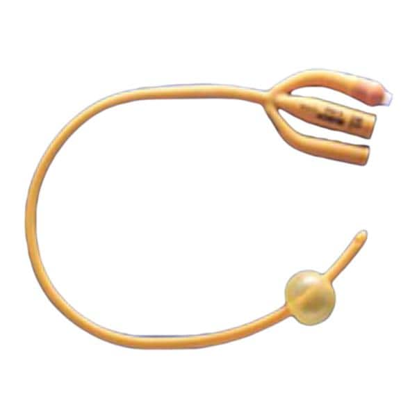 Gold 3-Way Foley Catheter Straight Tip Silicone 22Fr 30cc