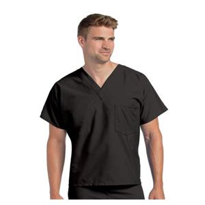 Scrub Shirt V-Neck 1 Pocket Short Sleeves X-Large Black Unisex Ea