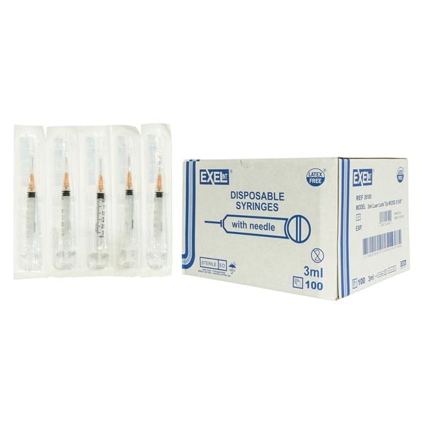 Hypodermic Syringe/Needle 25gx1-1/2" 3cc Dark Blue Conventional LDS 100/Bx, 10 BX/CA