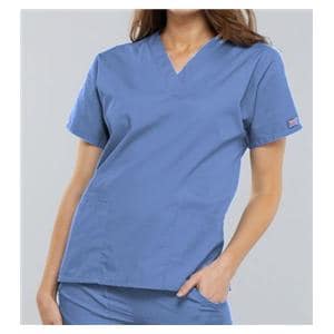 Cherokee Scrub Shirt V-Neck 3 Pockets Short Sleeves Small Ceil Blue Womens Ea