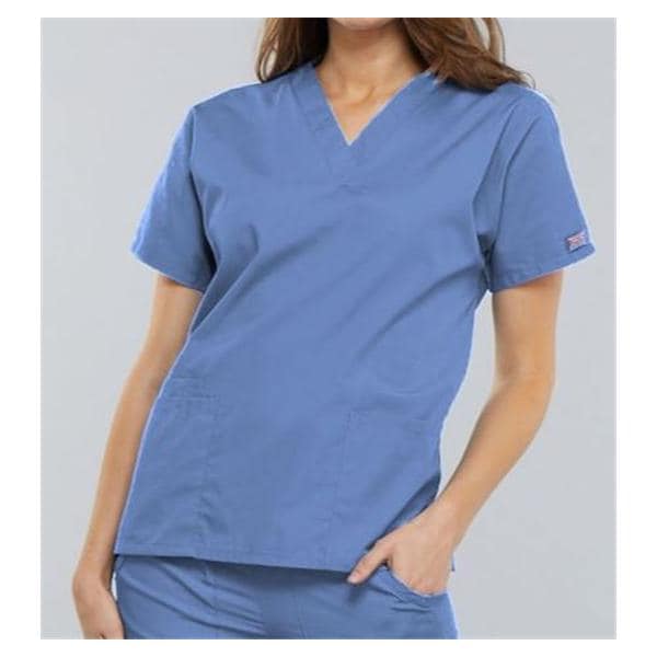 Cherokee Scrub Shirt V-Neck Short Sleeves 4X Large Ceil Blue Womens Ea