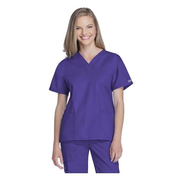 Cherokee Scrub Shirt V-Neck 3 Pockets Short Sleeves Medium Grape Womens Ea