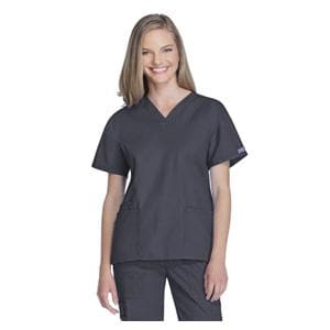 Cherokee Scrub Shirt V-Neck 3 Pockets Short Sleeves 2X Large Pewter Womens Ea