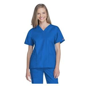 Cherokee Scrub Shirt V-Neck 3 Pockets Short Sleeves X-Large Royal Blue Womens Ea