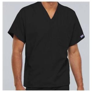 Cherokee Scrub Shirt V-Neck 1 Pocket Short Sleeves 2X Large Black Unisex Ea