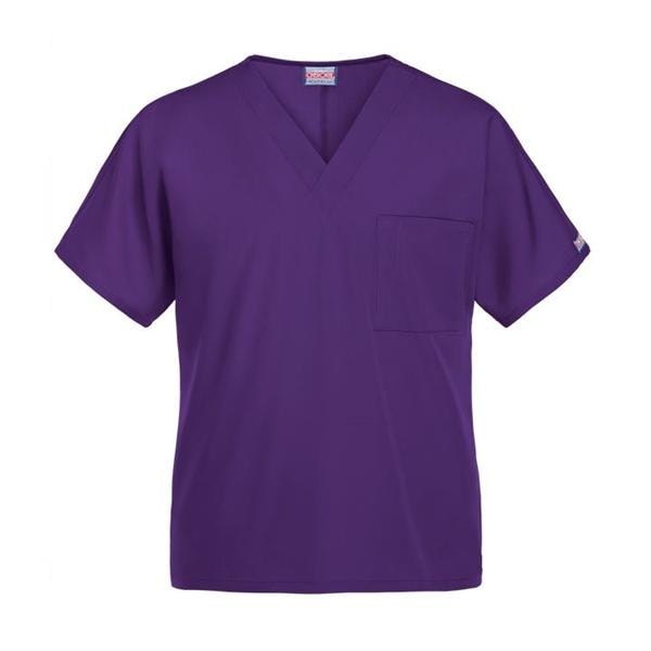 Cherokee Scrub Shirt V-Neck 1 Pocket Short Sleeves Medium Grape Unisex Ea