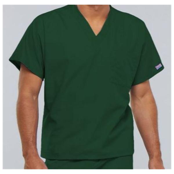 Cherokee Scrub Shirt V-Neck 1 Pocket Short Sleeves Medium Hunter Unisex Ea