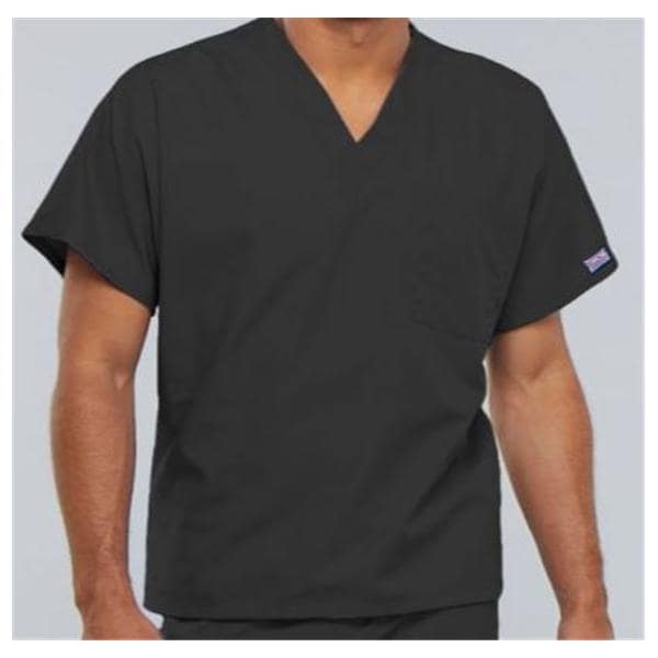 Cherokee Scrub Shirt V-Neck 1 Pocket Short Sleeves Large Pewter Unisex Ea