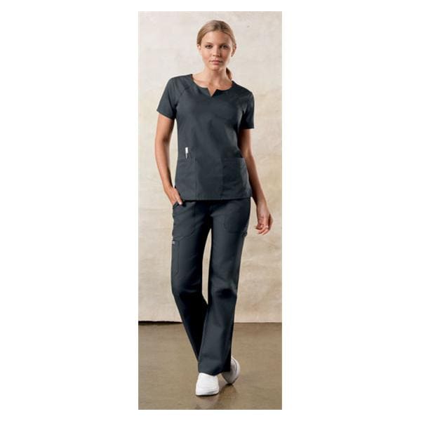 Cherokee Scrub Shirt Round Neck 4 Pockets Short Sleeves X-Small Pewter Womens Ea