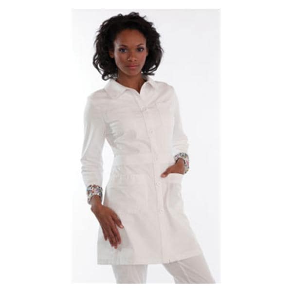 Lab Coat 4 Pockets Long Sleeves 34 in X-Small White Womens Ea