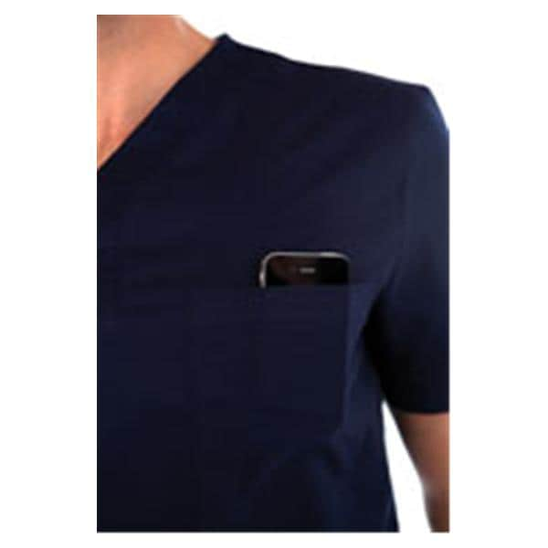 Scrub Shirt V-Neck 4 Pockets Small Navy Mens Ea