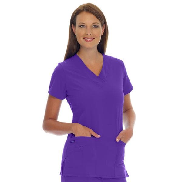 Jockey Scrub Shirt V-Neck 3 Pockets Short Sleeves Medium Purple Womens Ea