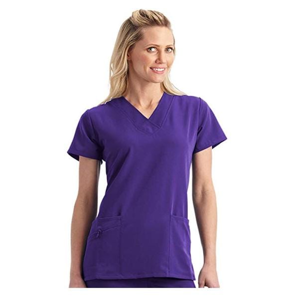 Jockey Scrub Shirt Poly/Ryn/Spndx V-Nck 3 Pkts Shrt Slvs X-Large Prpl Womens Ea