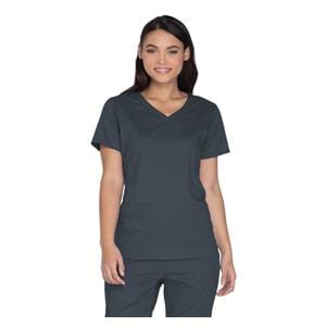 Cherokee Scrub Shirt V-Neck 3 Pockets Short Sleeves Large Pewter Womens Ea