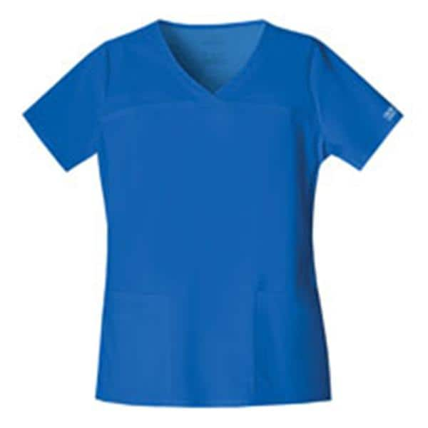 Cherokee Scrub Shirt V-Neck 3 Pockets Short Sleeves X-Large Royal Blue Womens Ea