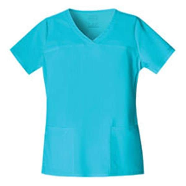 Cherokee Scrub Shirt V-Neck 3 Pockets Short Sleeves 2X Large Turquoise Womens Ea