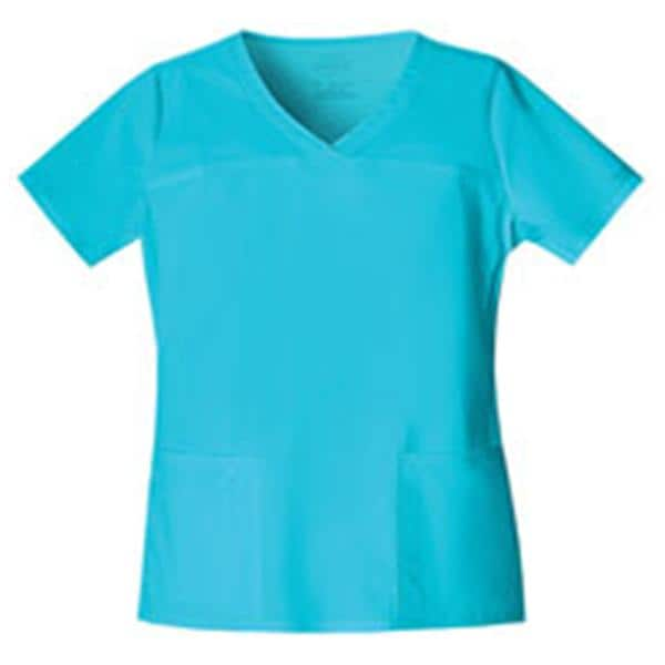 Cherokee Scrub Shirt V-Neck 3 Pockets Short Sleeves X-Small Turquoise Womens Ea