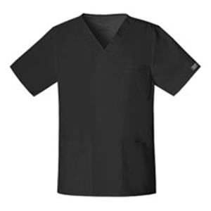 Cherokee Scrub Shirt Poly/Ctn/Spndx V-Nck 4 Pkts Shrt Slvs Small Blk Unisex Ea