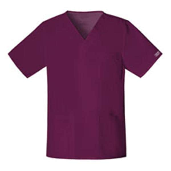 Cherokee Scrub Shirt V-Neck 4 Pockets Short Sleeves Small Wine Unisex Ea