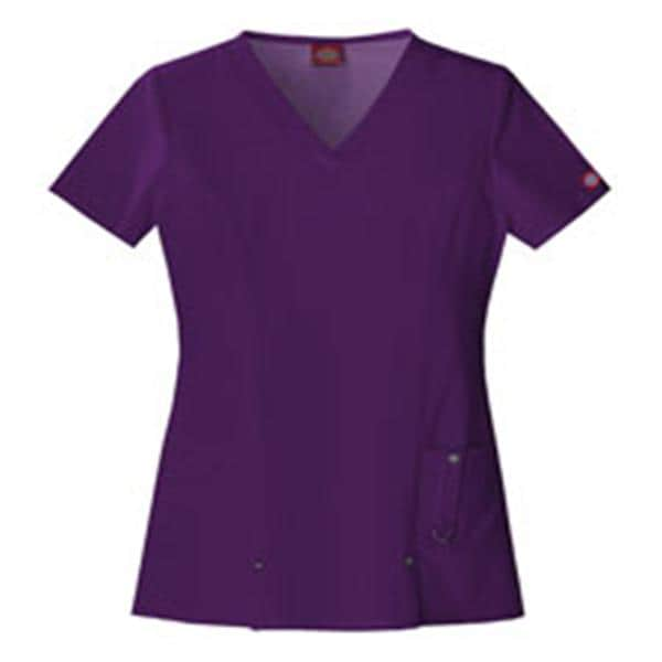 Dickies Scrub Shirt V-Neck 3 Pockets Short Sleeves X-Small Eggplant Womens Ea