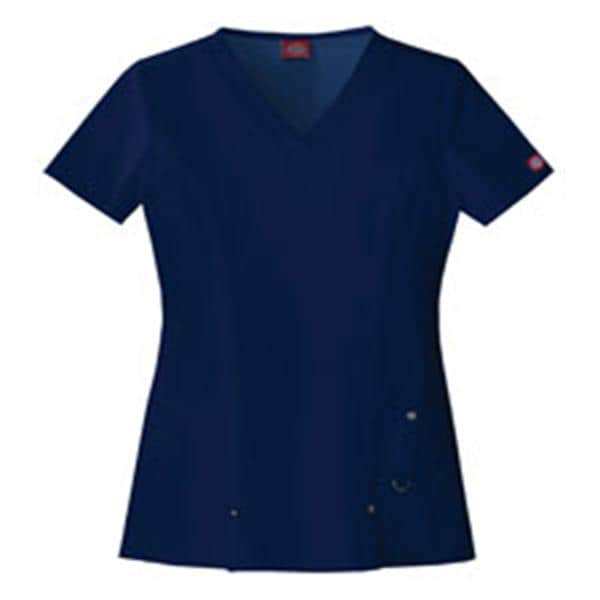 Dickies Scrub Shirt V-Neck 3 Pockets Short Sleeves X-Small Navy Womens Ea