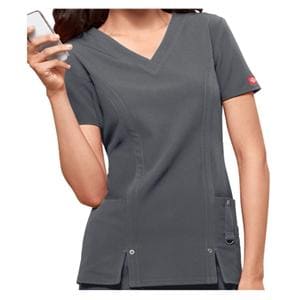 Dickies Scrub Shirt V-Neck 3 Pockets Short Sleeves Medium Pewter Womens Ea