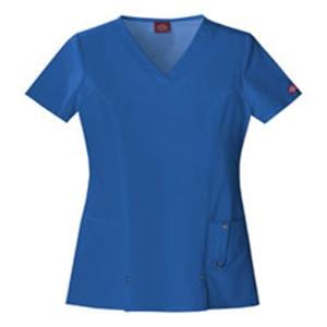 Dickies Scrub Shirt V-Neck 3 Pockets Short Sleeves X-Small Royal Blue Womens Ea