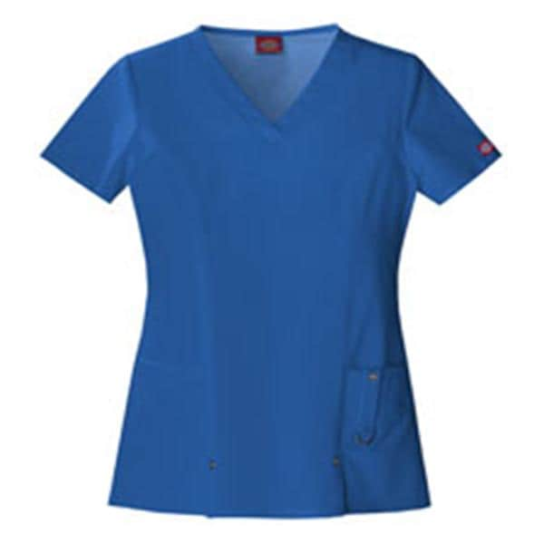 Dickies Scrub Shirt V-Neck 3 Pockets Short Sleeves X-Small Royal Blue Womens Ea